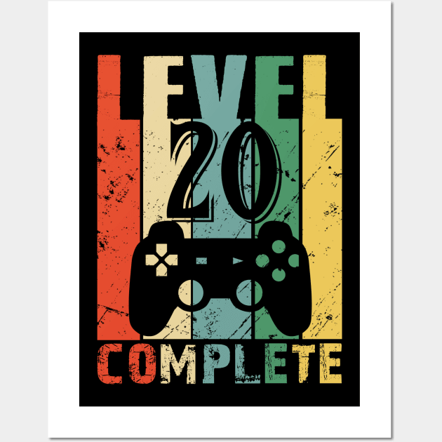 Vintage 20th Wedding Anniversary Level 20 Complete Video Gamer Birthday Gift Ideas Wall Art by smtworld